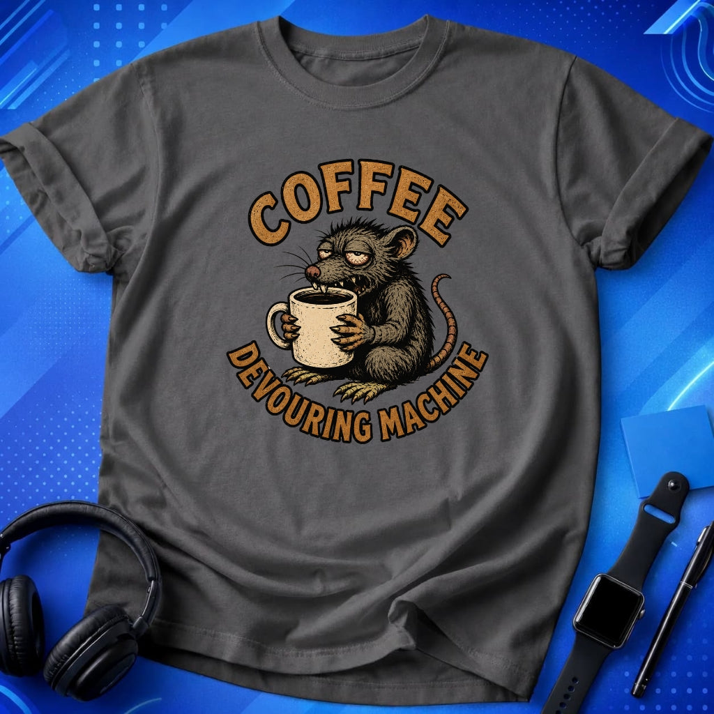 Coffee Devouring Machine Rat T-Shirt