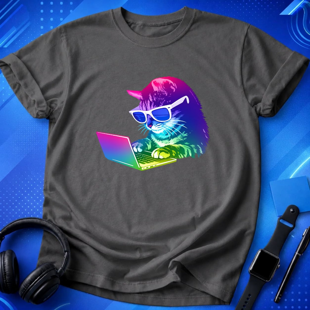Neon Working Cat T-Shirt