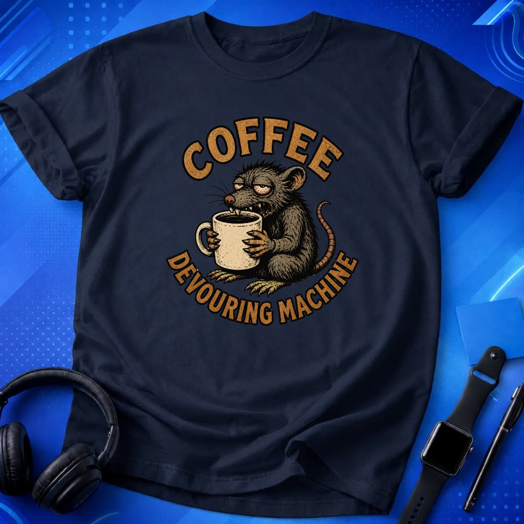 Coffee Devouring Machine Rat T-Shirt