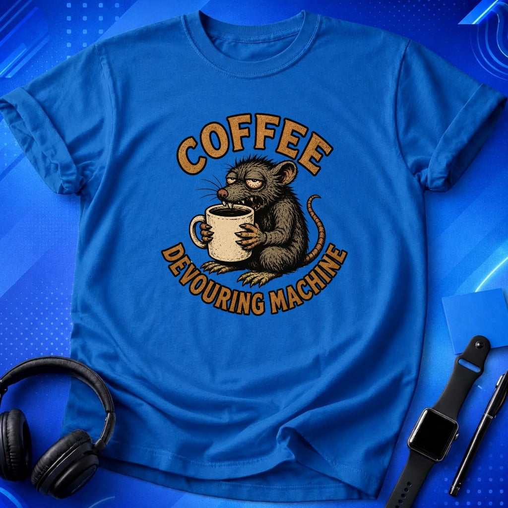 Coffee Devouring Machine Rat T-Shirt