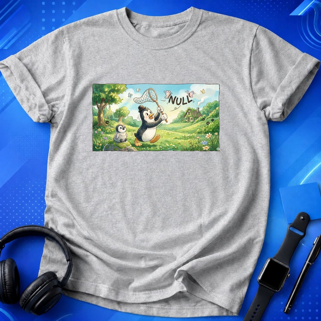 Penguin Catching Null T-Shirt