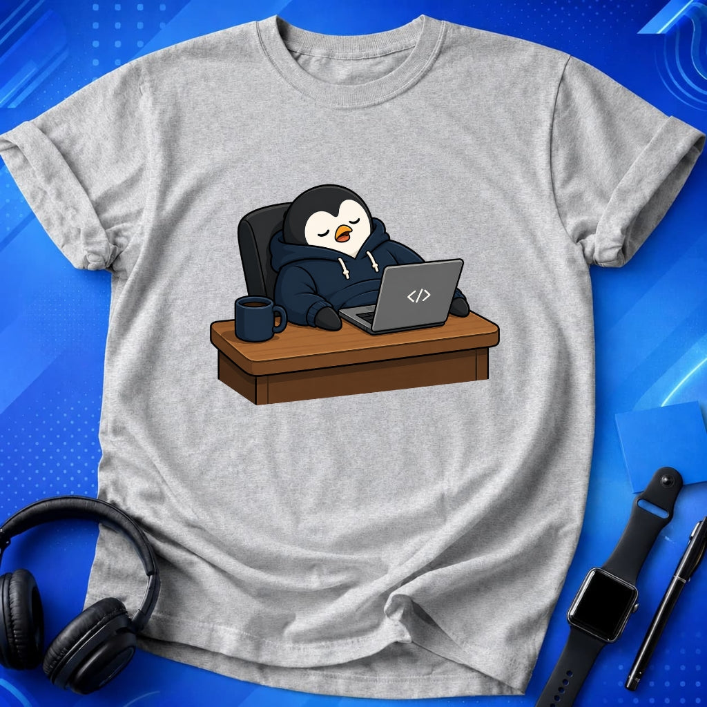 Penguin Behind Desk T-Shirt