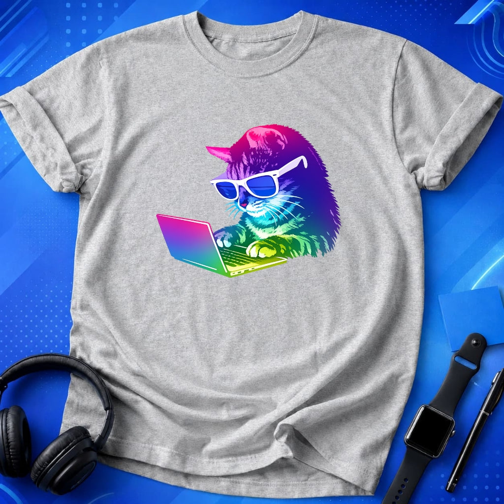 Neon Working Cat T-Shirt
