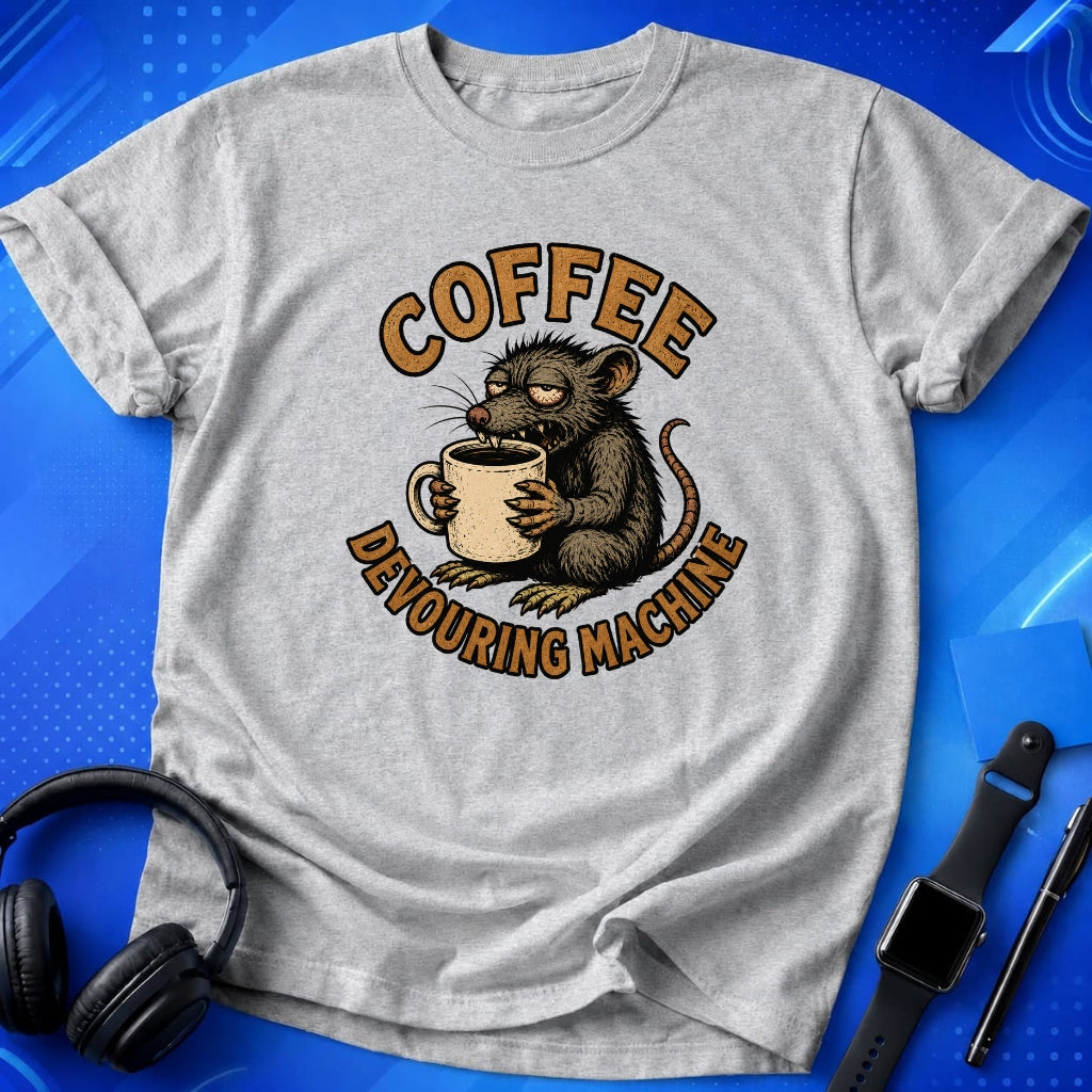 Coffee Devouring Machine Rat T-Shirt