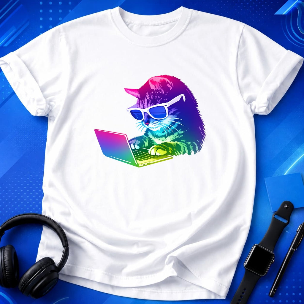 Neon Working Cat T-Shirt