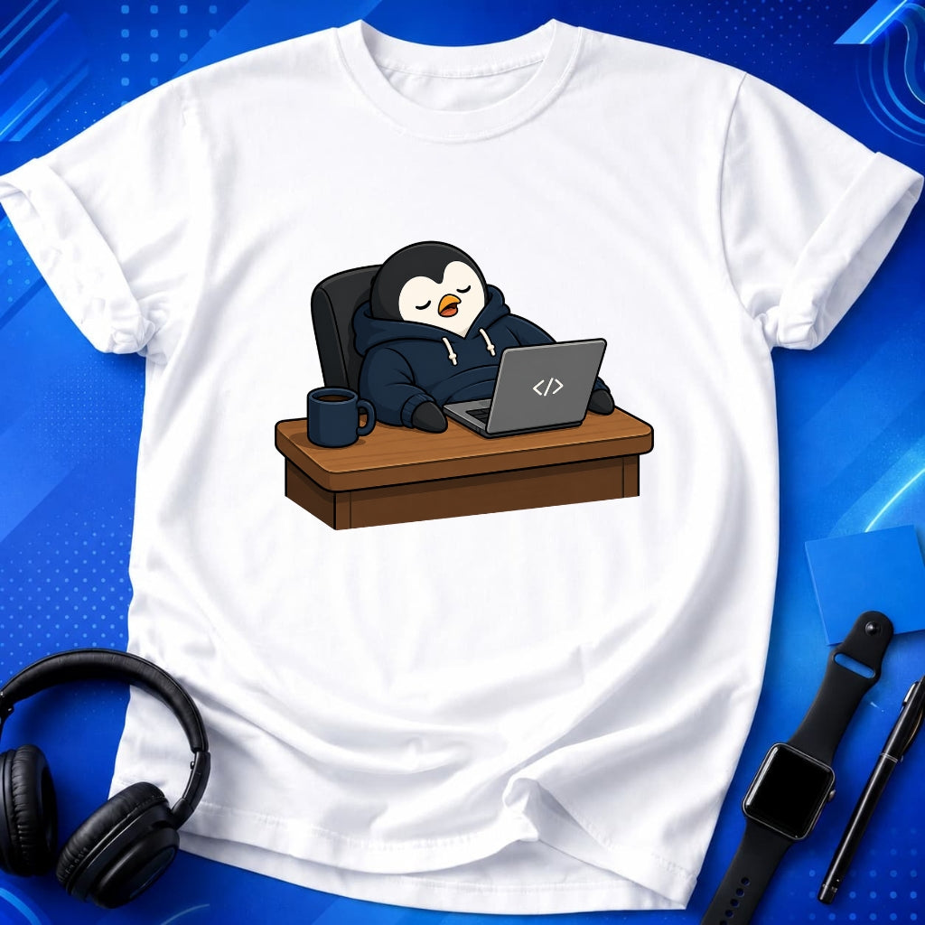Penguin Behind Desk T-Shirt
