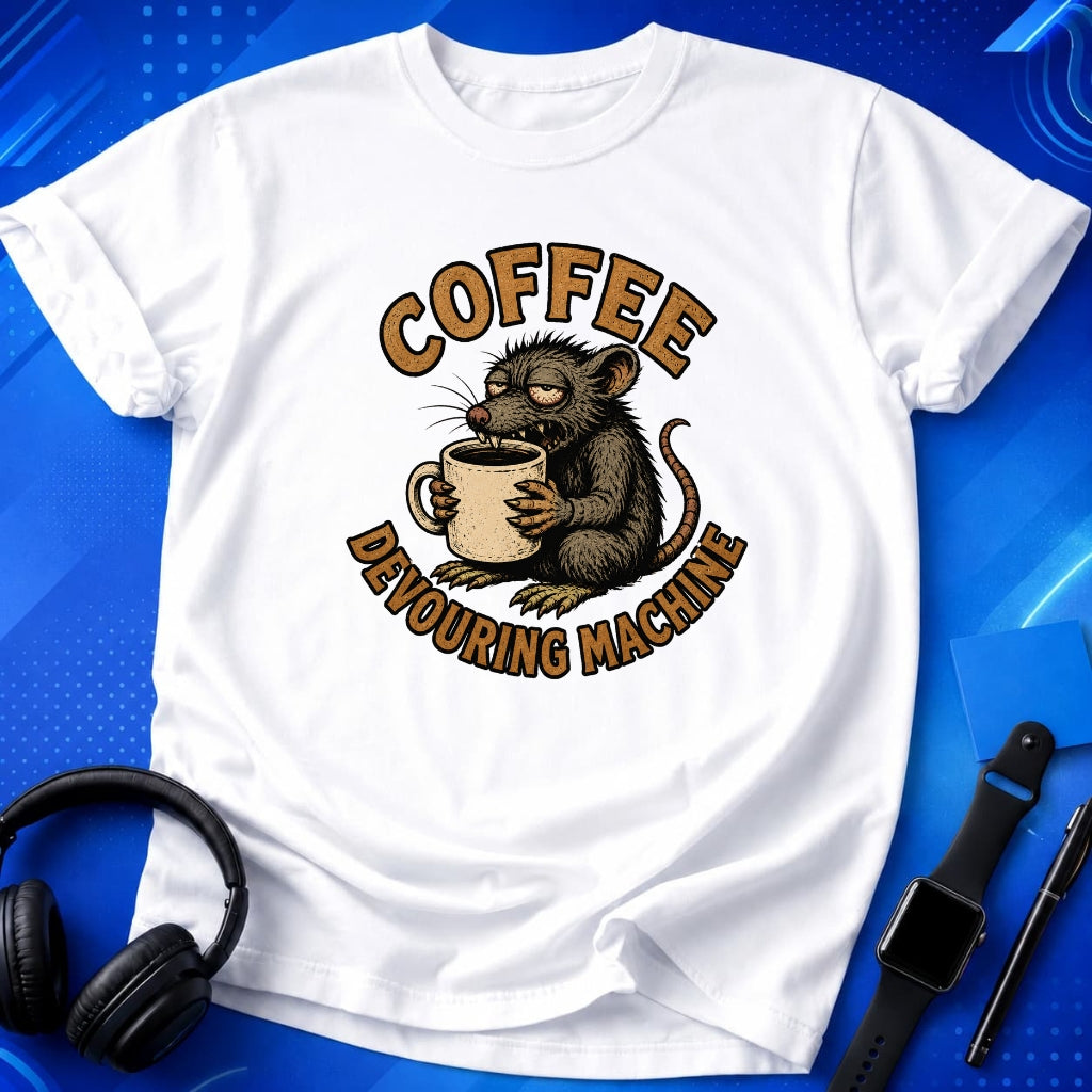 Coffee Devouring Machine Rat T-Shirt