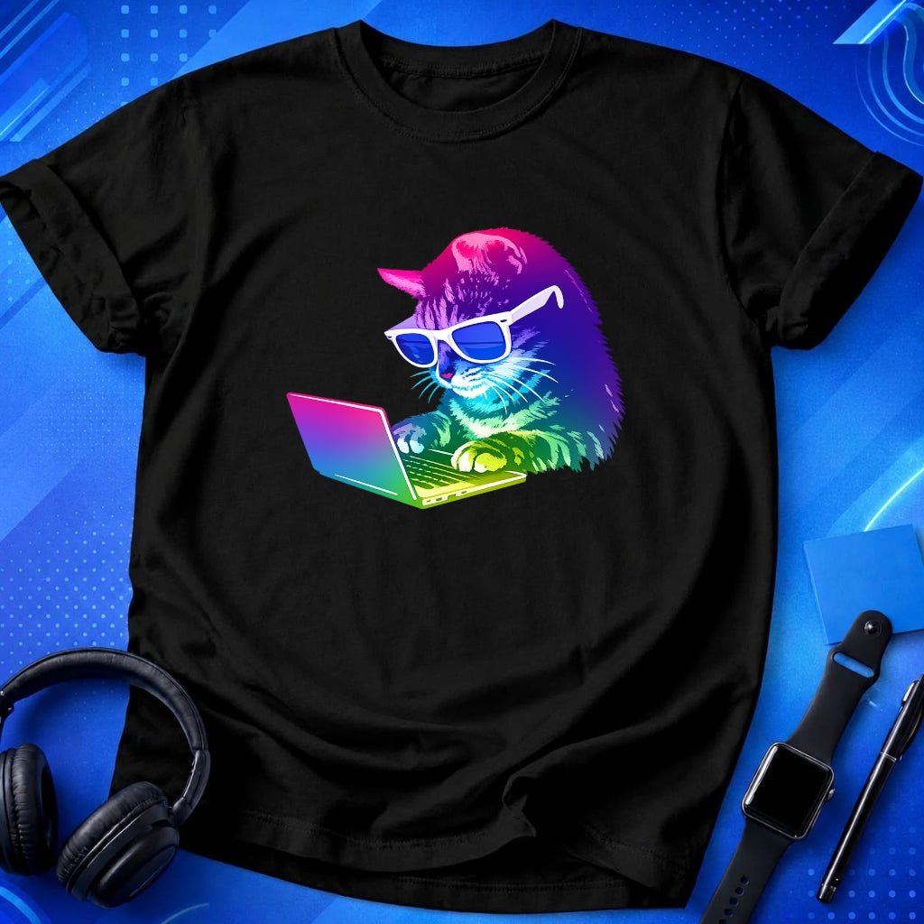 Neon Working Cat T-Shirt