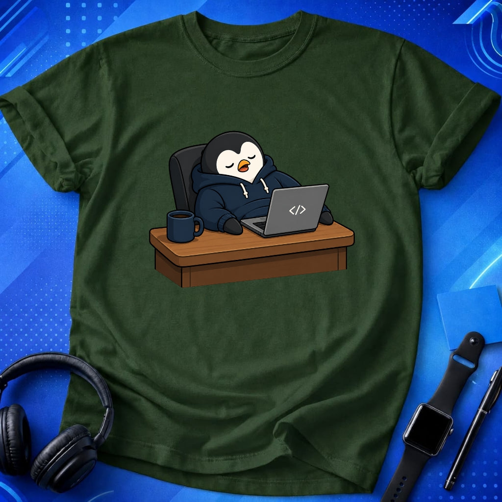 Penguin Behind Desk T-Shirt