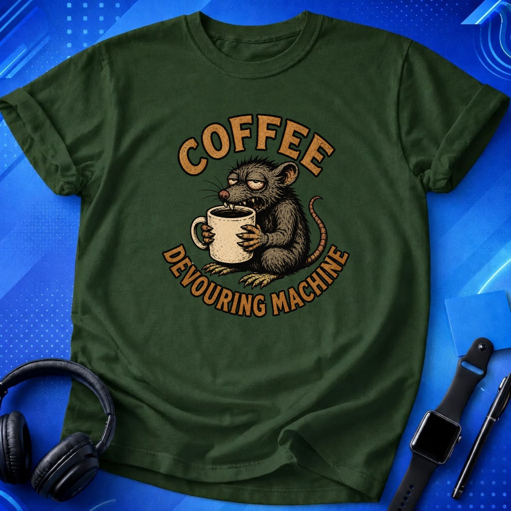 Coffee Devouring Machine Rat T-Shirt