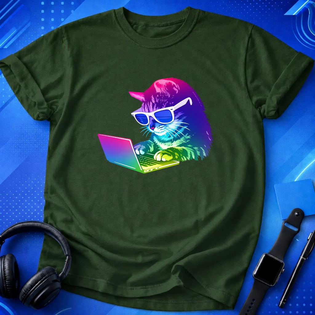 Neon Working Cat T-Shirt